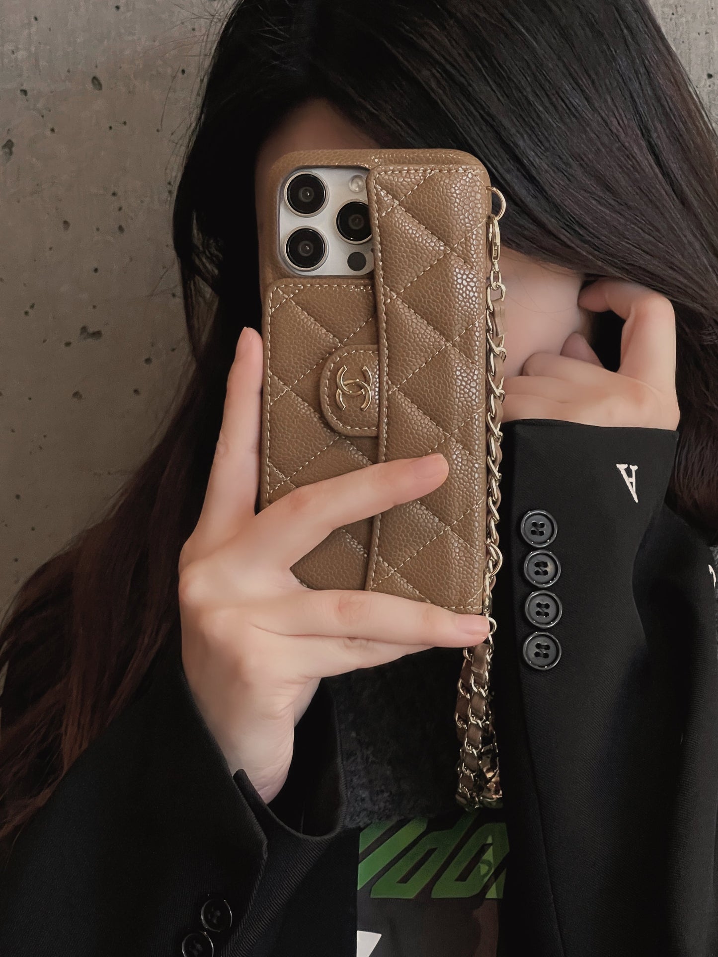 Πολυτελές πορτοφόλι iPhone θήκη με αλυσίδα χεριών /crossbody