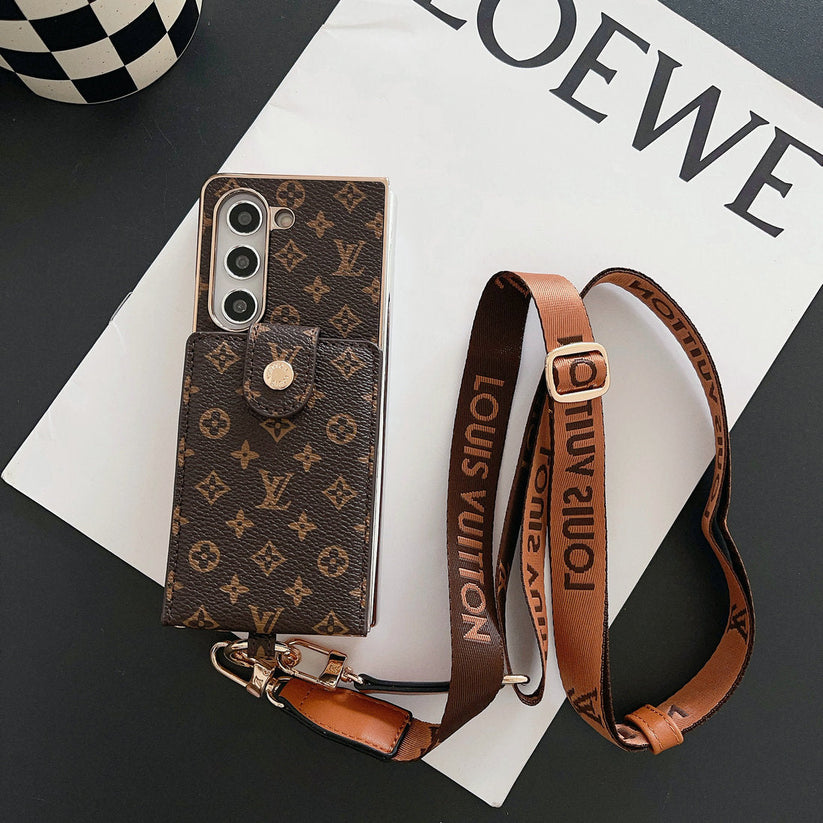 Luxus galvanizáló monogram kártya tartó kereszttest Samsung Z Fold tok