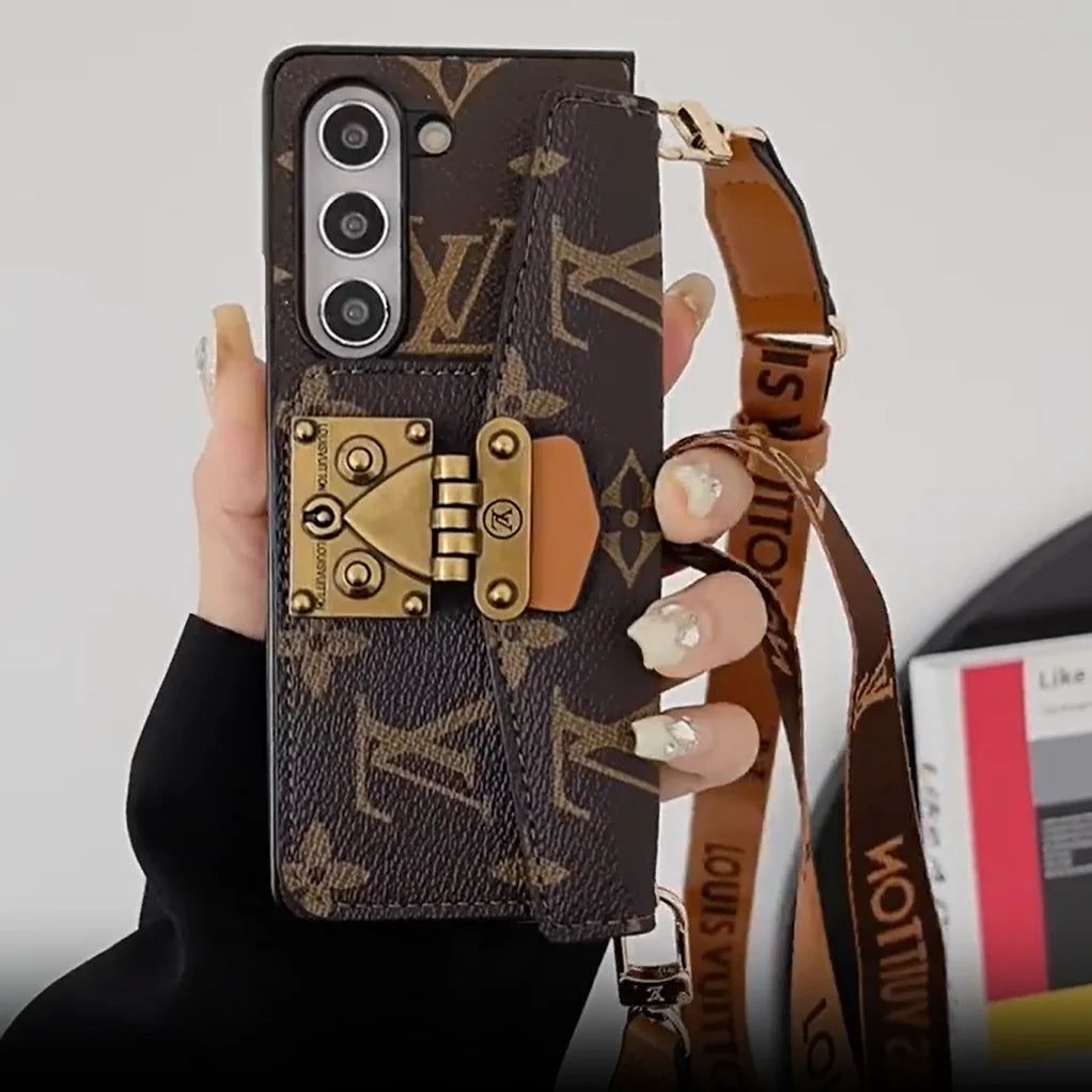 Luxo Bolsa de bloqueio de cartas de bloqueio Cadeia Craga Samsung Z Caso
