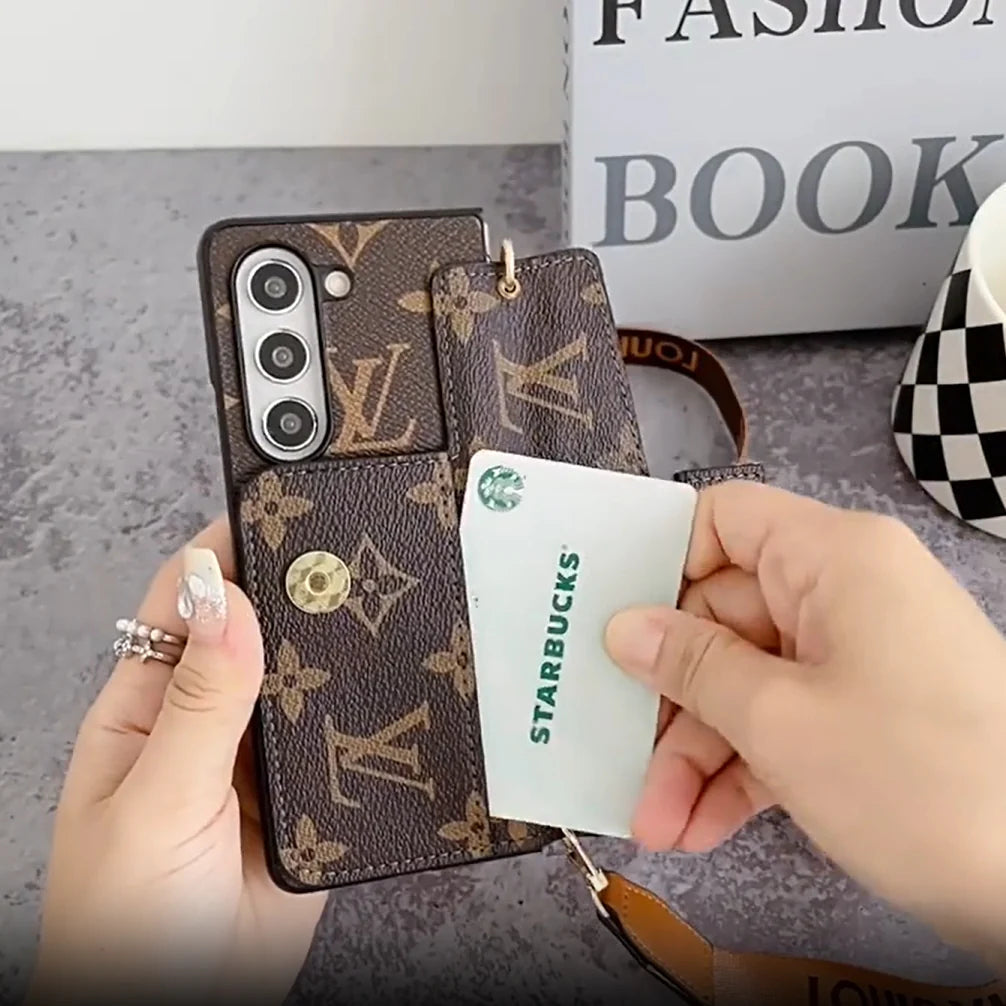 Luxo Bolsa de bloqueio de cartas de bloqueio Cadeia Craga Samsung Z Caso