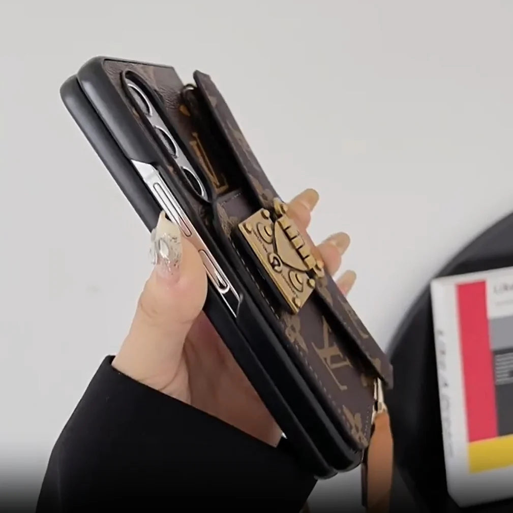 Luxo Bolsa de bloqueio de cartas de bloqueio Cadeia Craga Samsung Z Caso