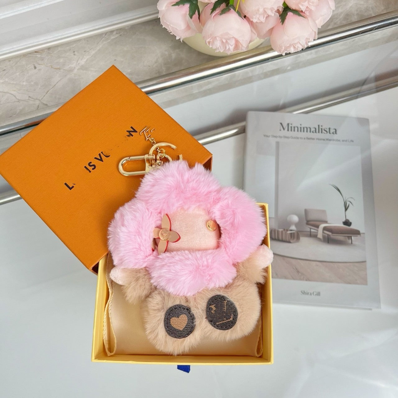 Fluffy søt solsikke plysj nøkkelring