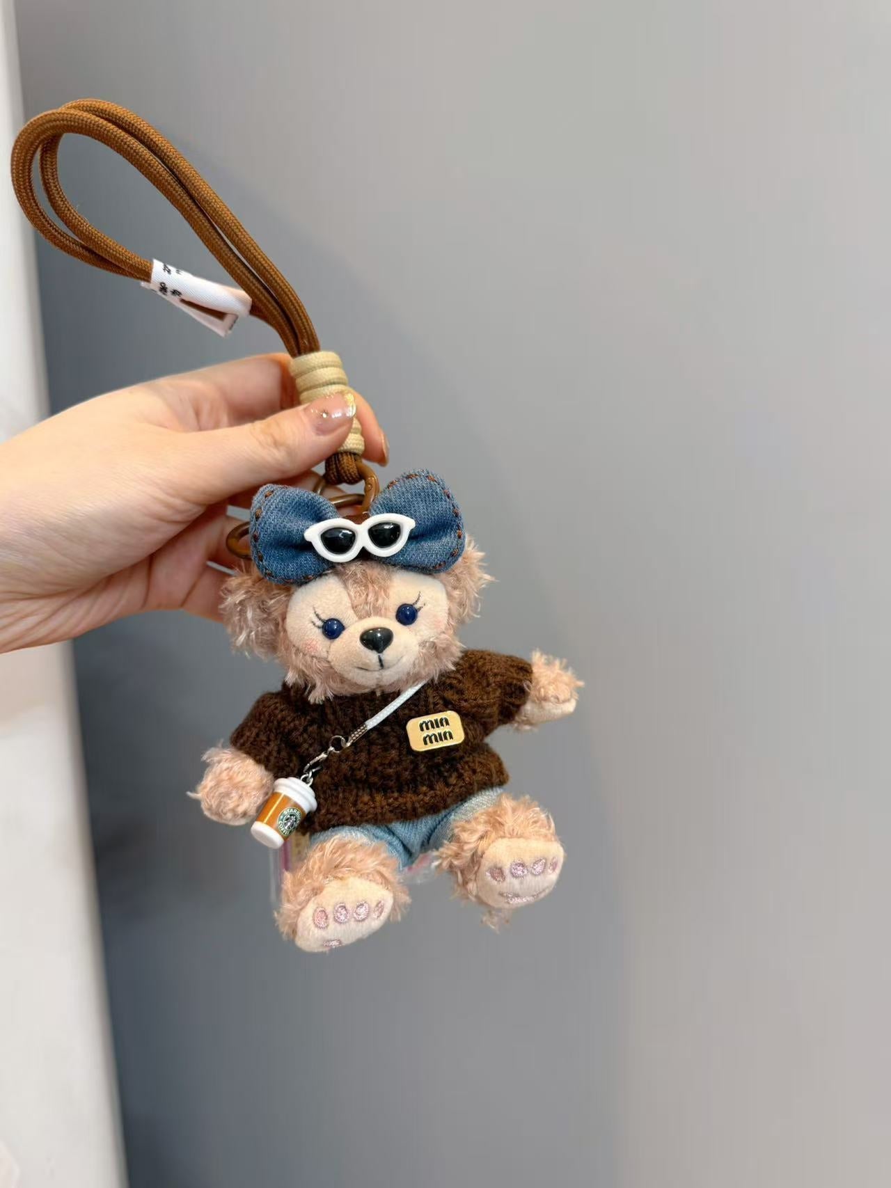 Limited Edition Sherry May Plush Keychain - Luxe Teddy Bear Bag Charm til designer -håndtasker