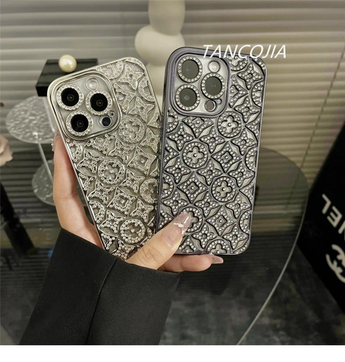 Luksuriøs diamant preget iPhone -sak