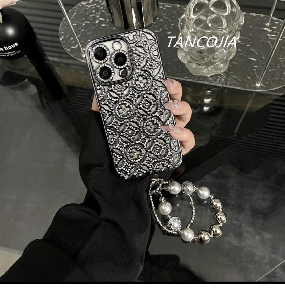 Luksuriøs diamant preget iPhone -sak