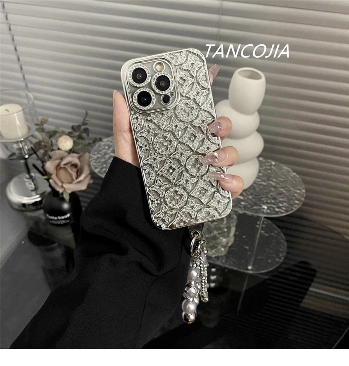 Luksuriøs diamant preget iPhone -sak