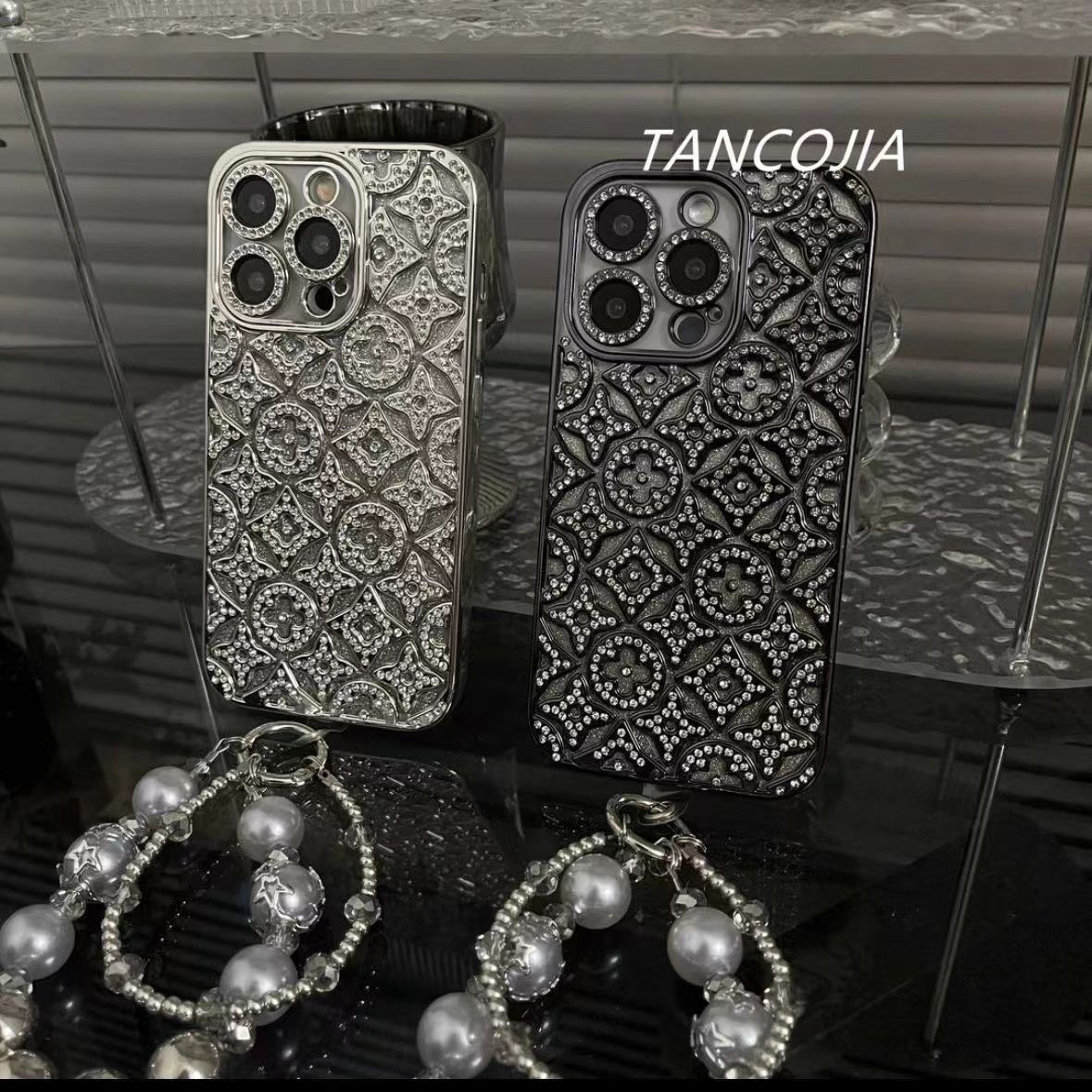 Luksuriøs diamant preget iPhone -sak