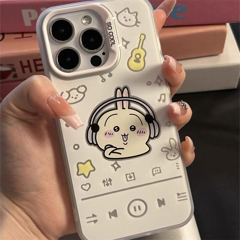 Headphone-style Usagi Hard Iphone Case|Cute Rabbit with Music Vibes|Tough Protection