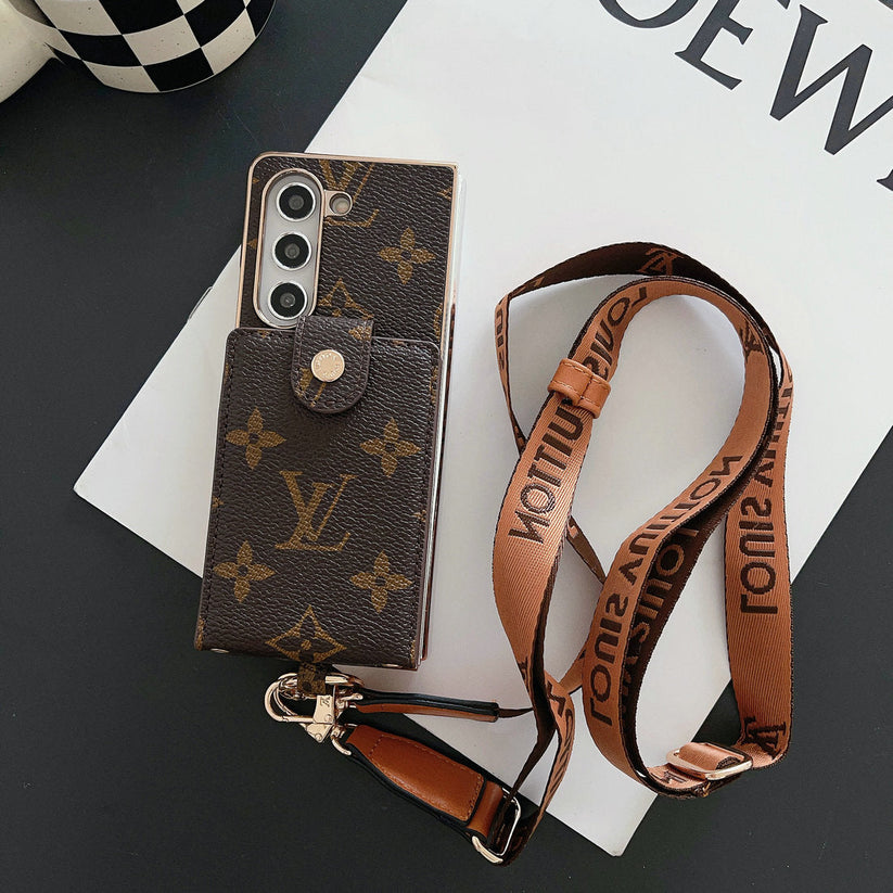 Luxus galvanizáló monogram kártya tartó kereszttest Samsung Z Fold tok