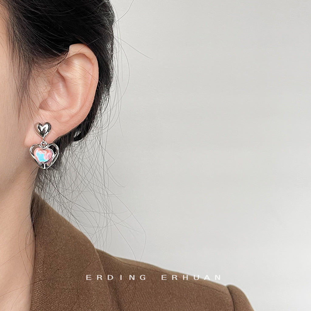 Orecchini a goccia rosa iridescente - Sweet Chic francese con accessori a torsione spigolosi