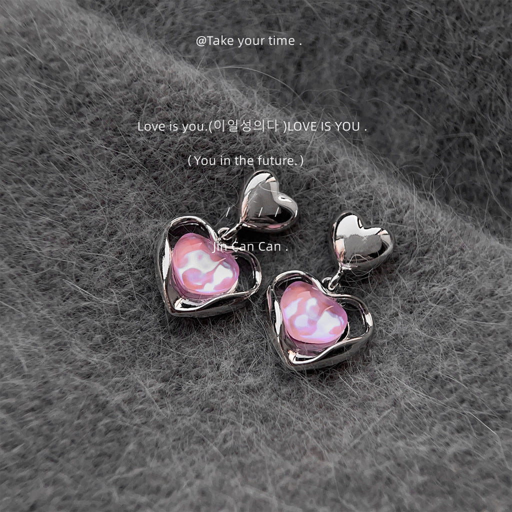 Orecchini a goccia rosa iridescente - Sweet Chic francese con accessori a torsione spigolosi