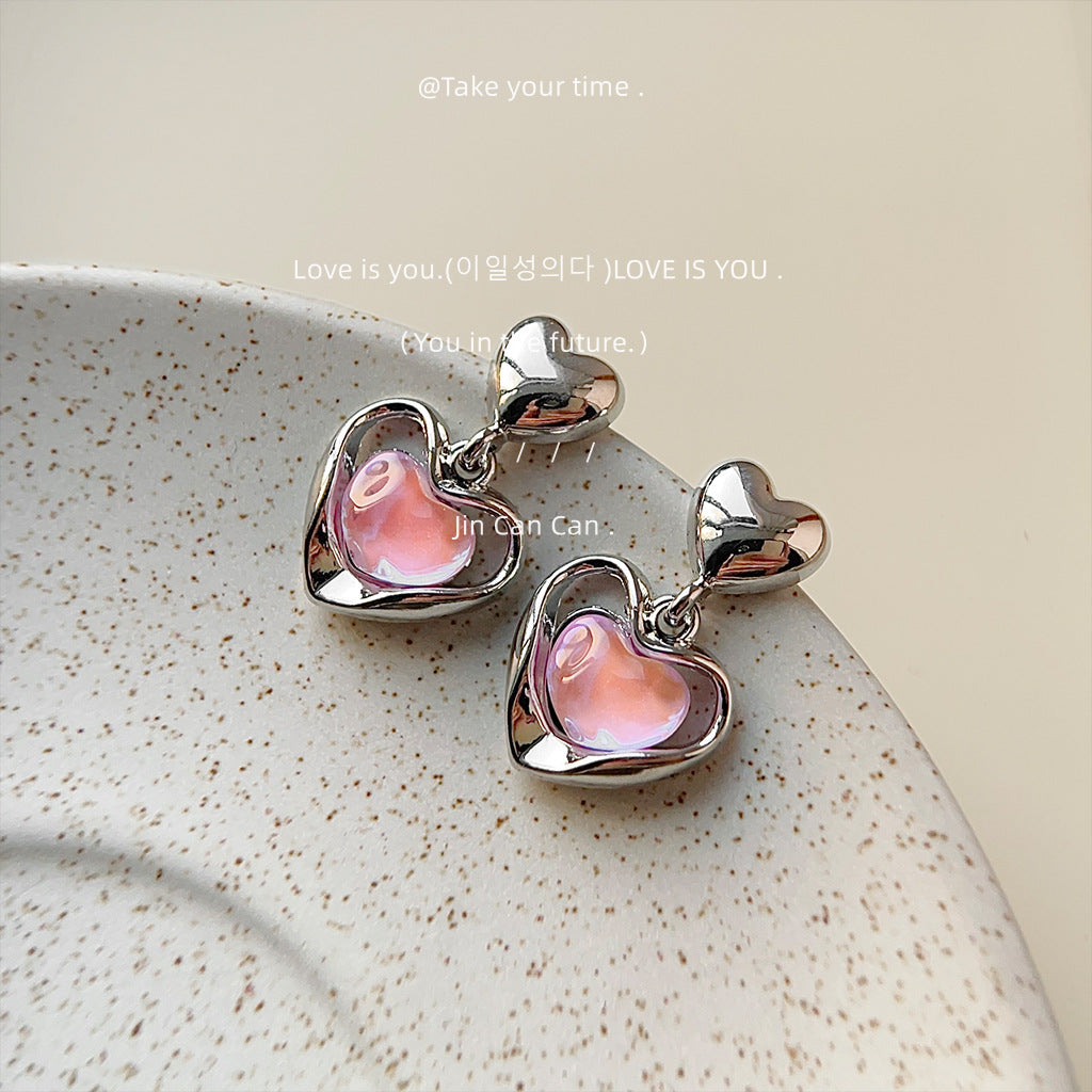 Orecchini a goccia rosa iridescente - Sweet Chic francese con accessori a torsione spigolosi