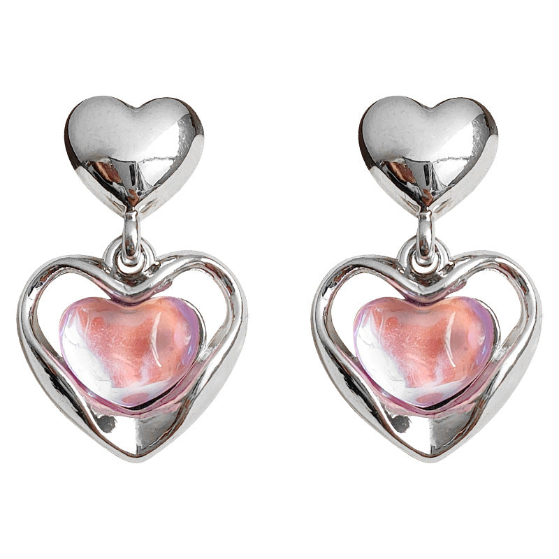 Orecchini a goccia rosa iridescente - Sweet Chic francese con accessori a torsione spigolosi