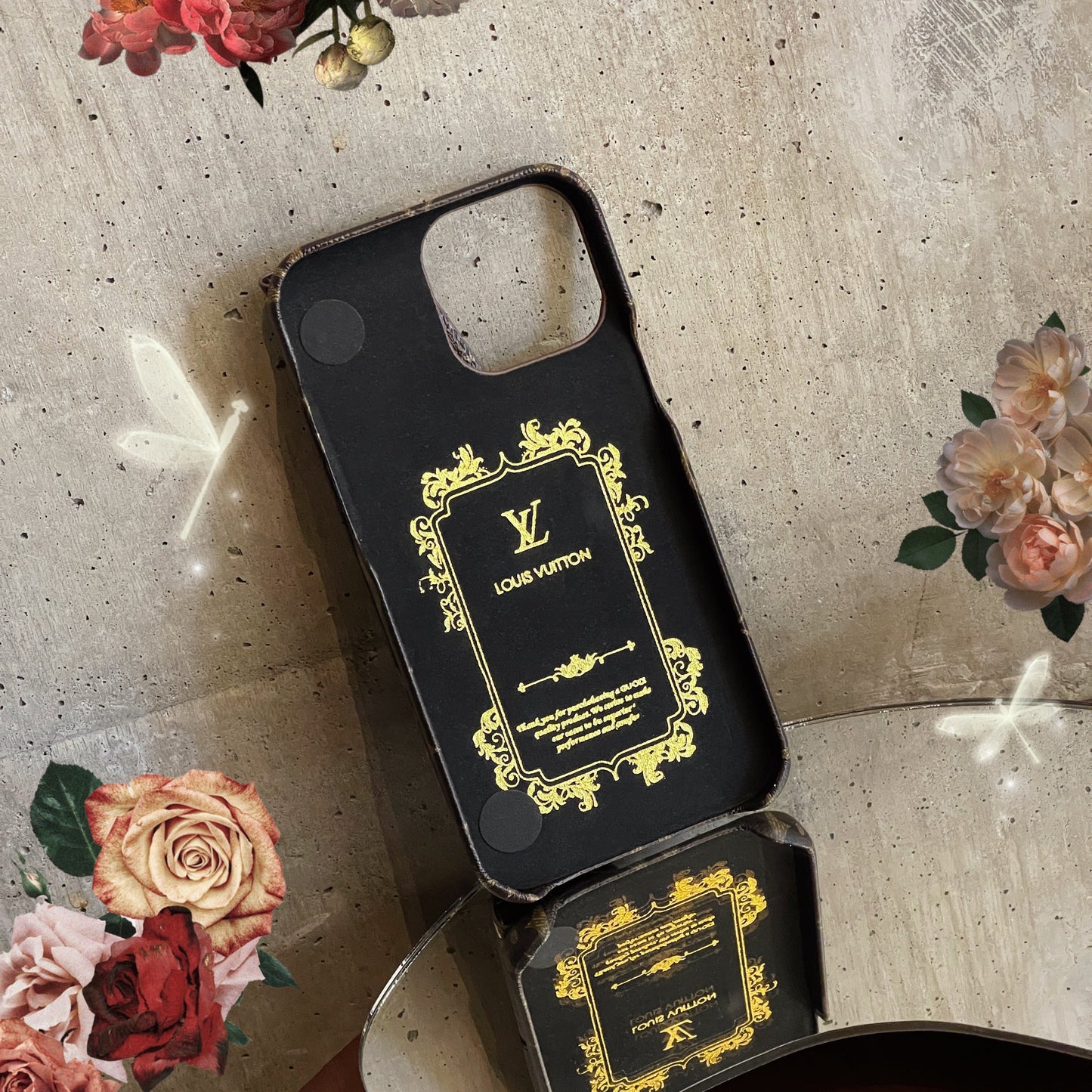 Custodia per iPhone del supporto per la carta Crossbody Lou Gold