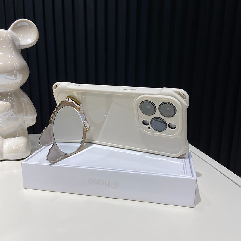 Case de iPhone de Kickstand de espejo de Shell Labubu Hard - Mirror rotativo | Diseño a prueba de golpes