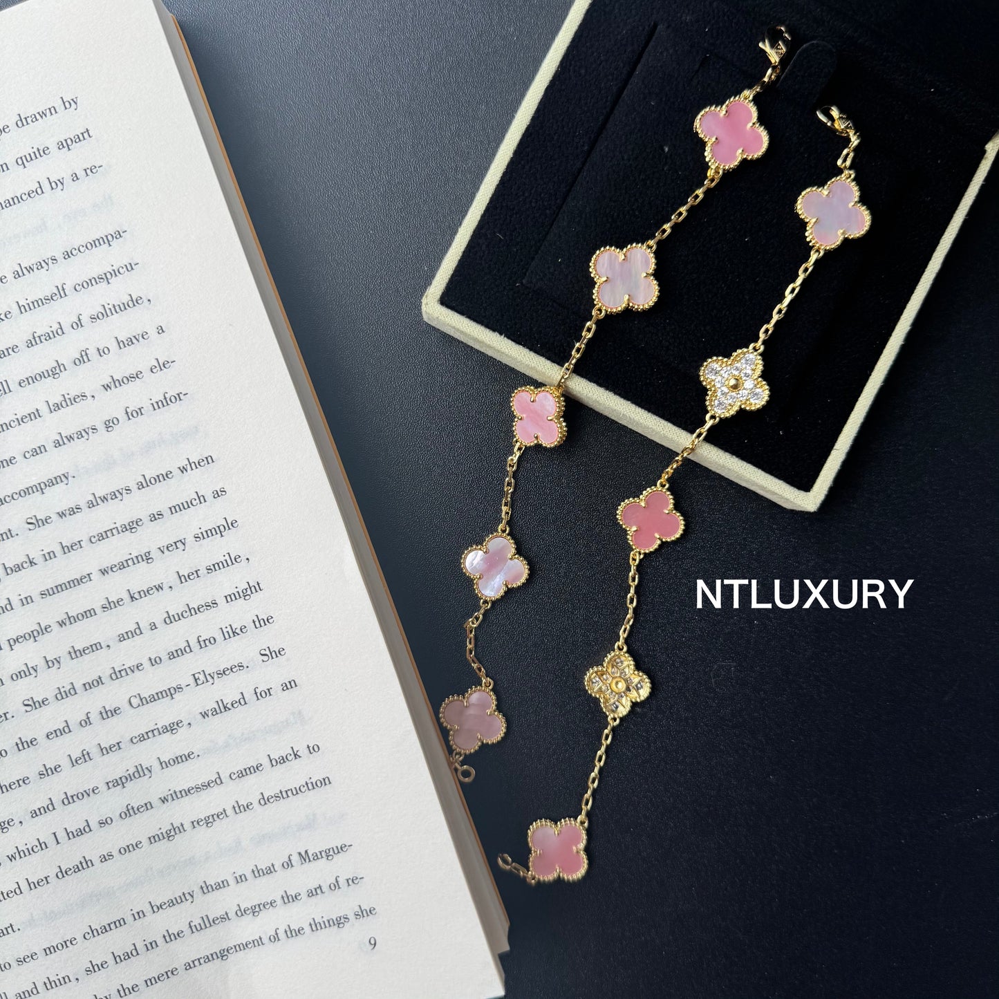 Shell Girl & Shining Leaves Bracelet (Pink)