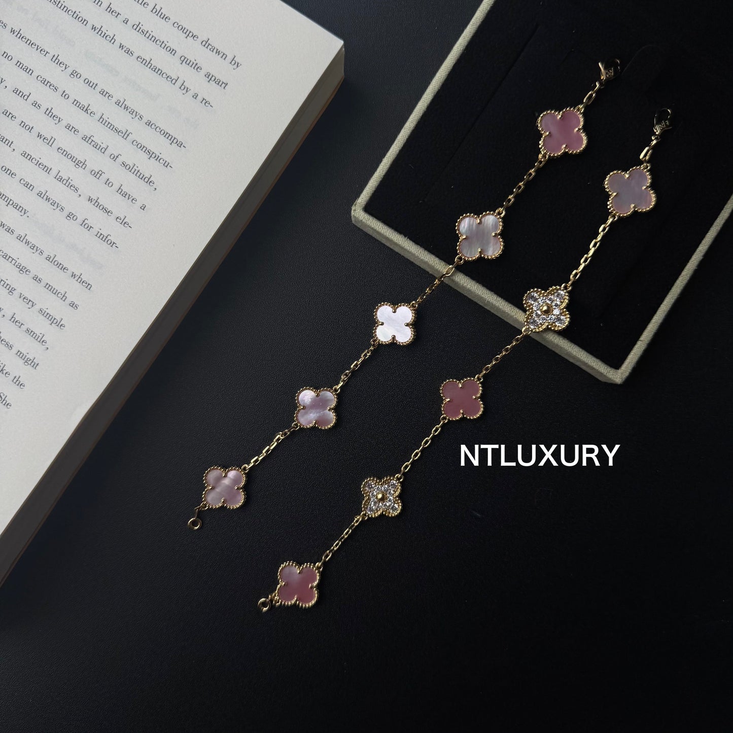 Shell Girl & Shining Leaves Bracelet (Pink)