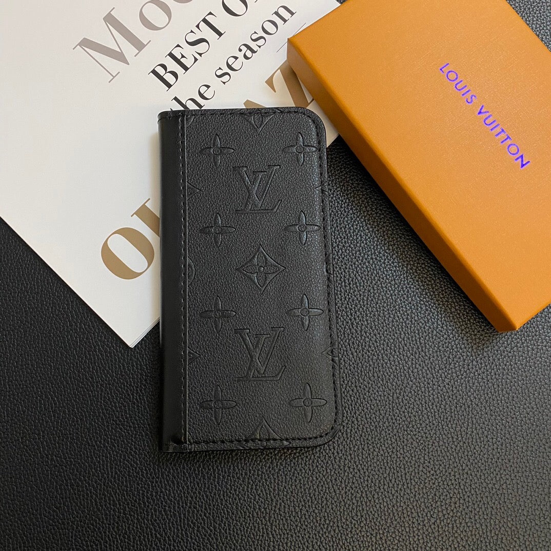Monogram läderkortomslag galaxfodral för Samsung