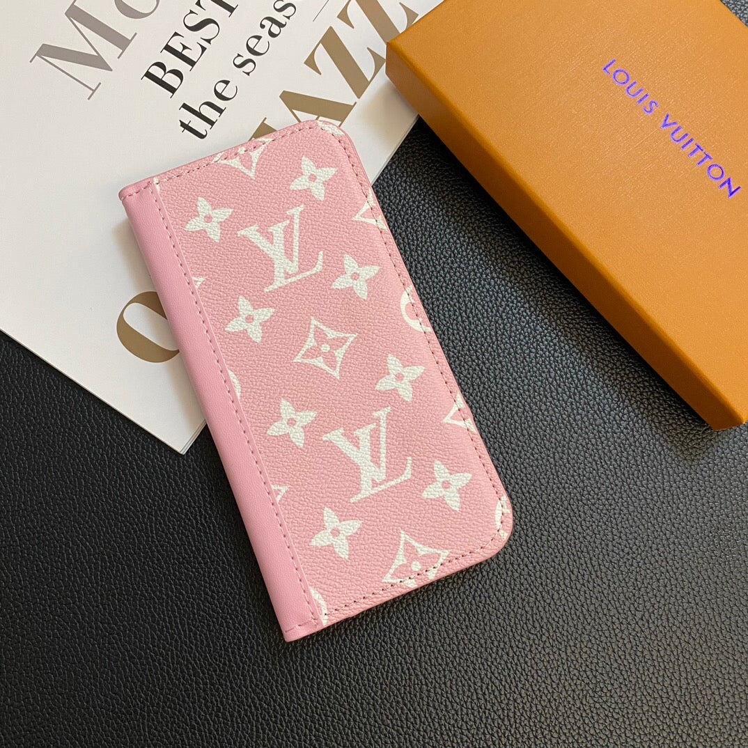 Monogram läderkortomslag galaxfodral för Samsung