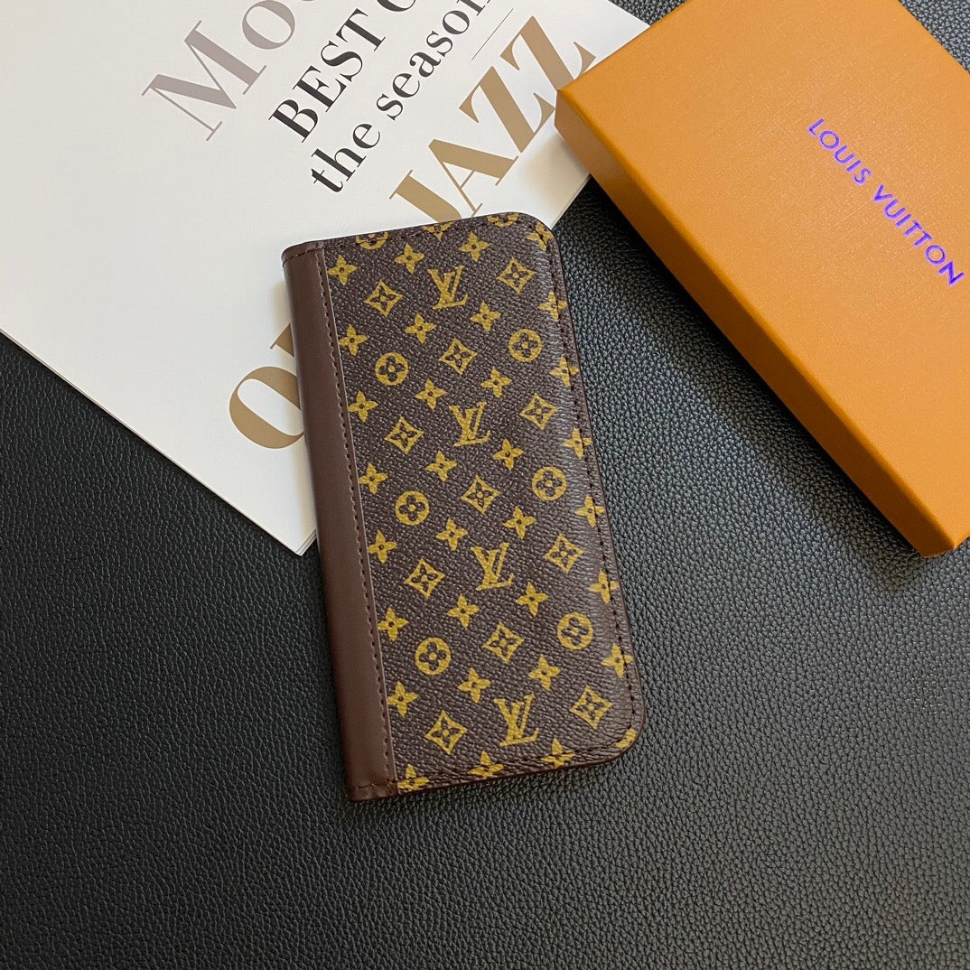 Monogram läderkortomslag galaxfodral för Samsung