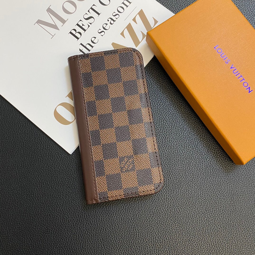 Monogram läderkortomslag galaxfodral för Samsung