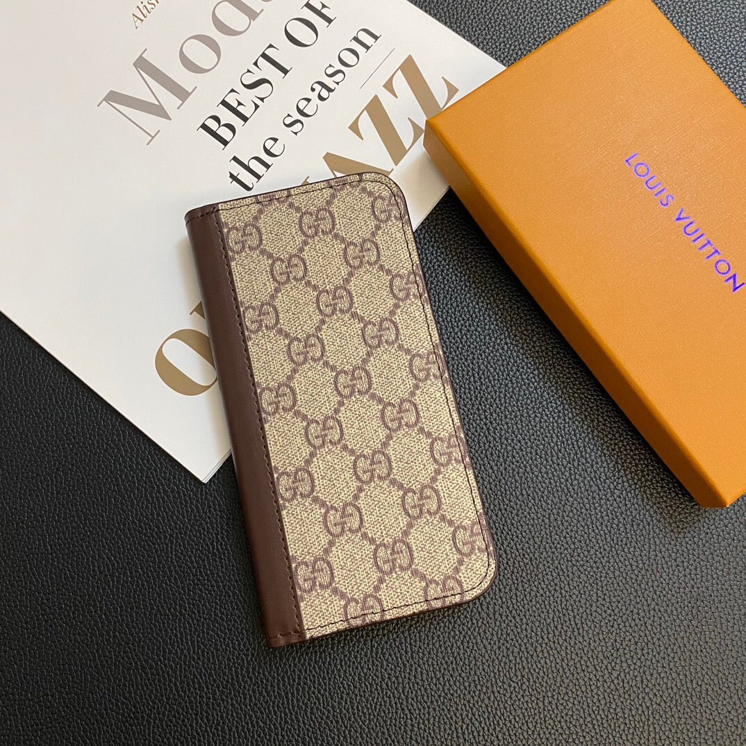 Monogram läderkortomslag galaxfodral för Samsung