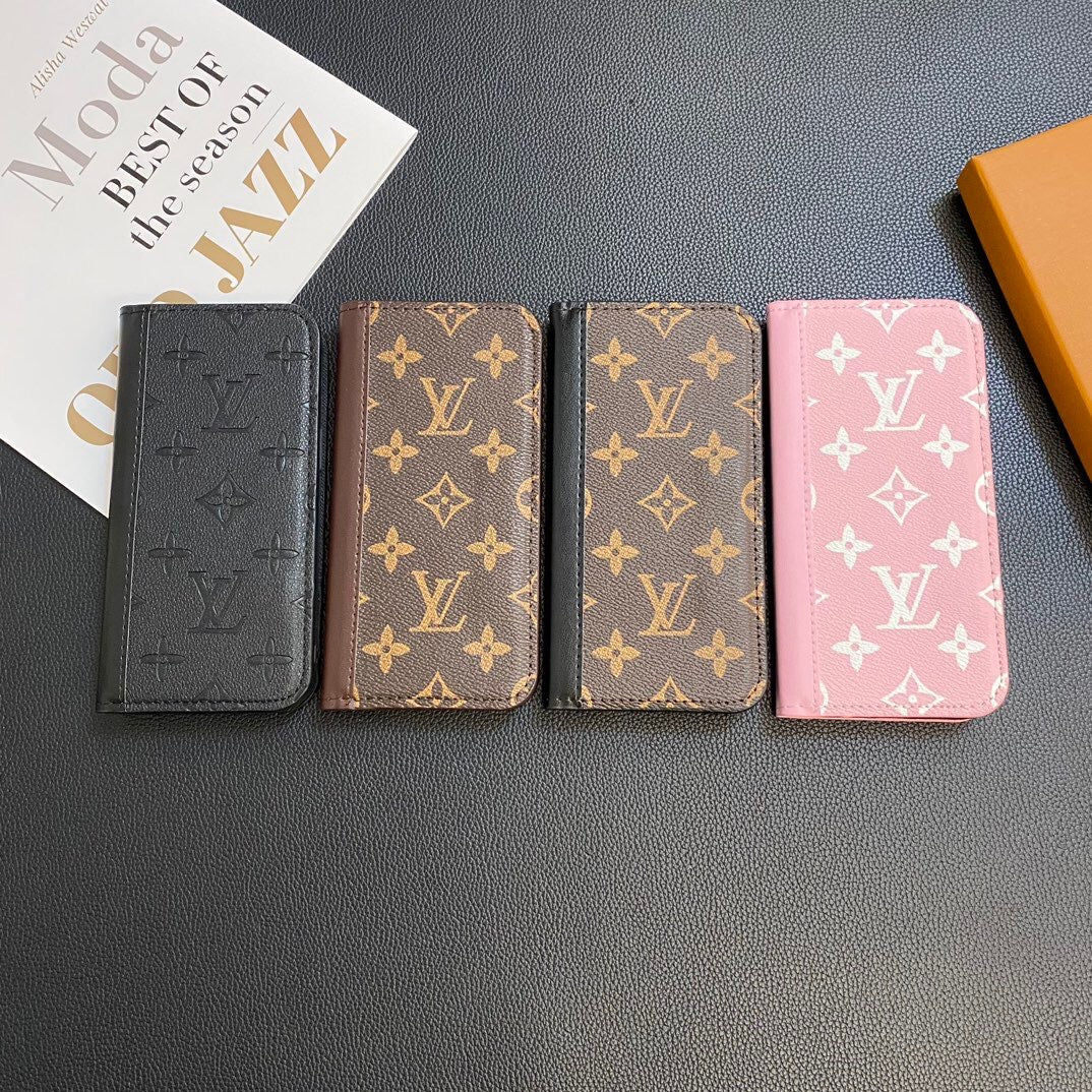 Monogram läderkortomslag galaxfodral för Samsung