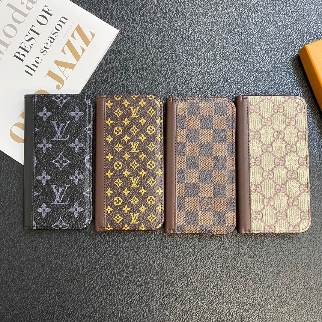 Monogram läderkortomslag galaxfodral för Samsung