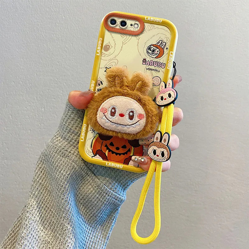 Custodia per telefono in pelliccia da cartone animato 3D per Samsung con peluche kuromi plust cingo