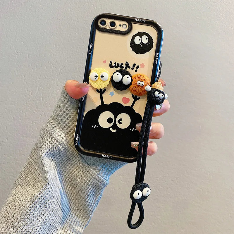 Custodia per telefono in pelliccia da cartone animato 3D per Samsung con peluche kuromi plust cingo