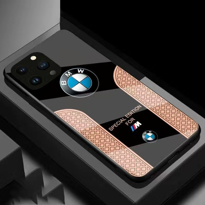BMW Sport Luxury Telefy Case per iPhone 16 15 14 13 12 Pro Max Temped Temped Back
