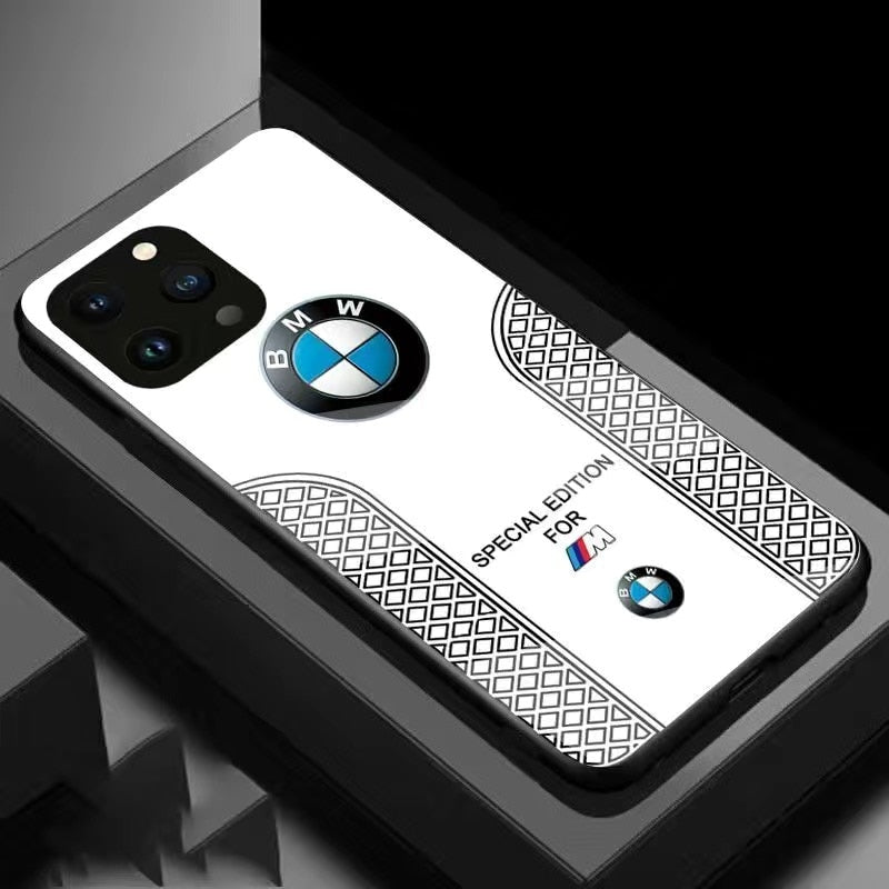 BMW Sport Luxury Telefy Case per iPhone 16 15 14 13 12 Pro Max Temped Temped Back