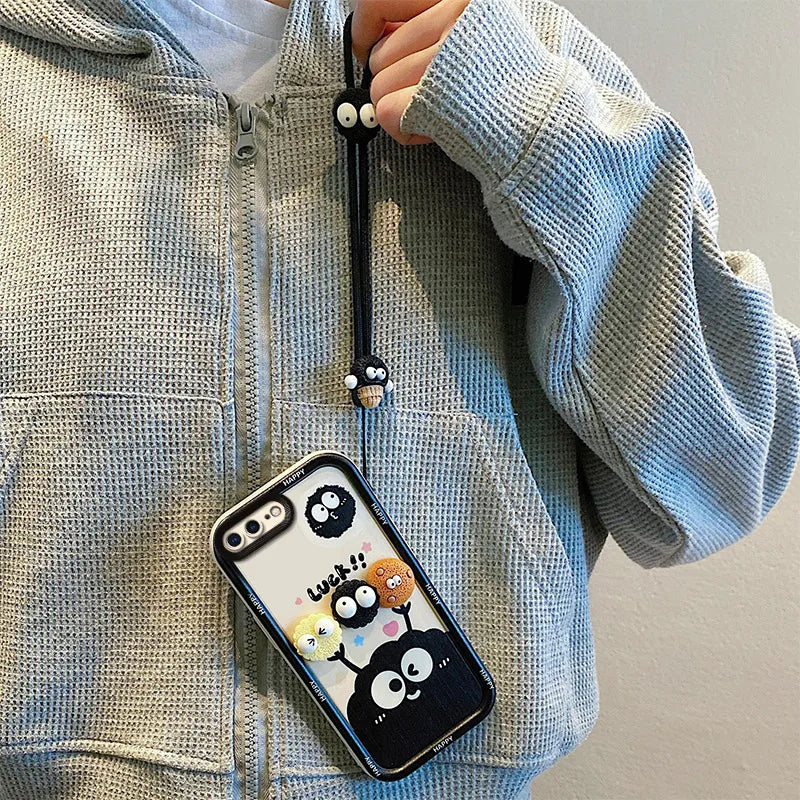 Custodia per telefono in pelliccia da cartone animato 3D per Samsung con peluche kuromi plust cingo