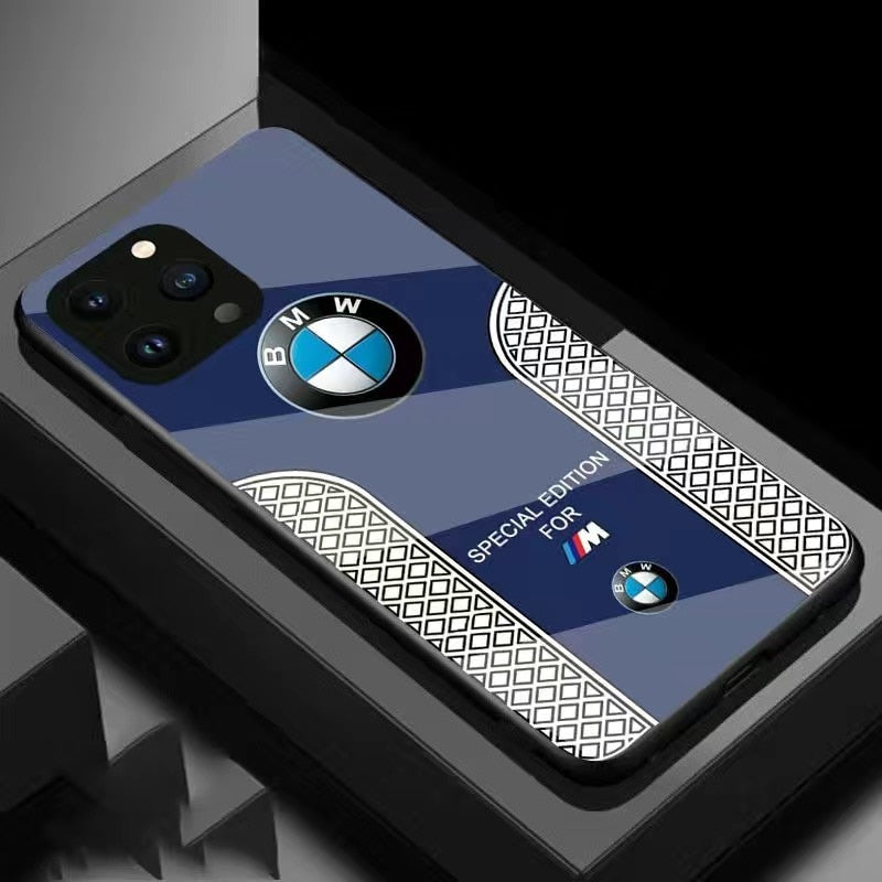 BMW Sport Luxury Telefy Case per iPhone 16 15 14 13 12 Pro Max Temped Temped Back