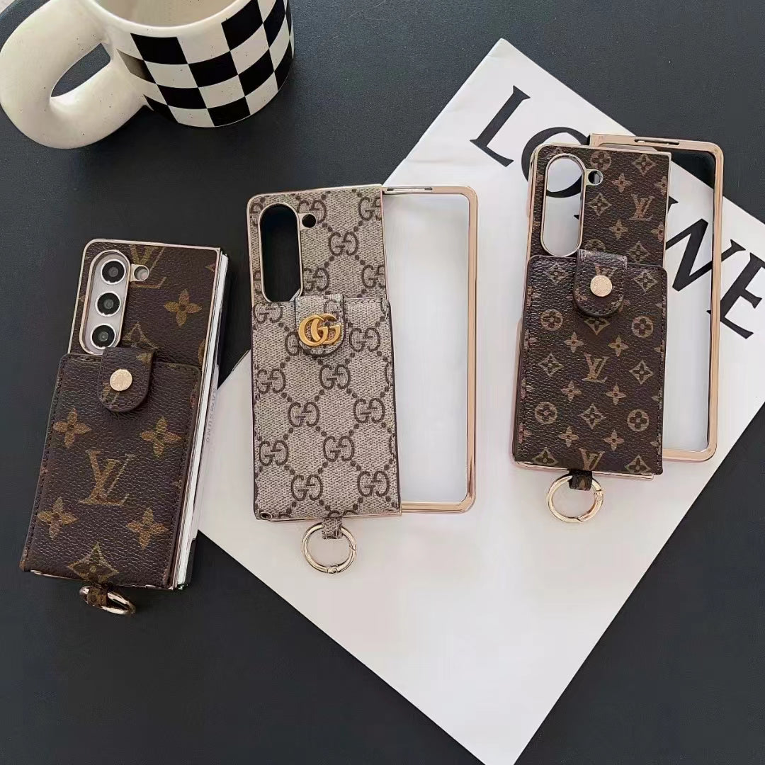 Luxus galvanizáló monogram kártya tartó kereszttest Samsung Z Fold tok