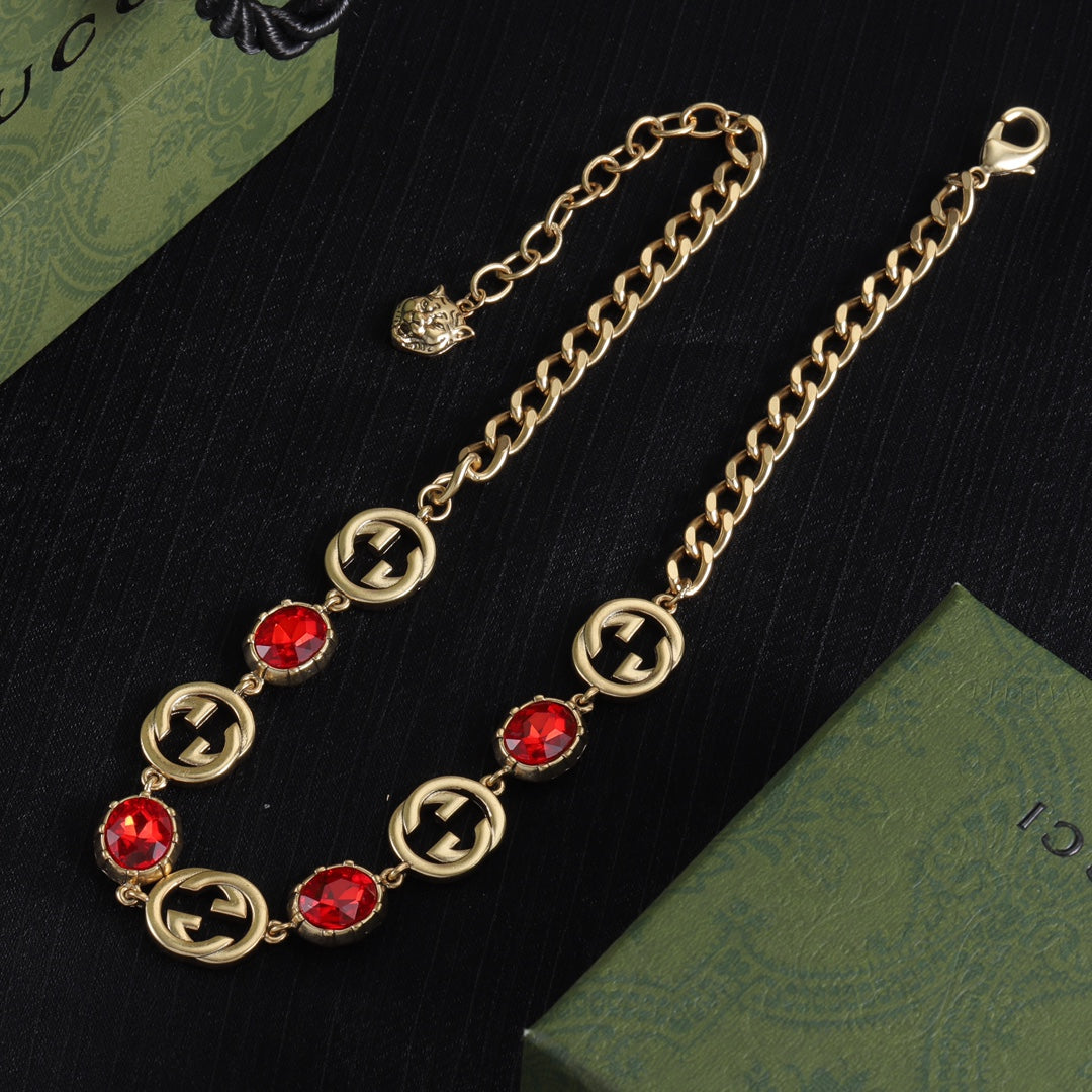 Good Fancy Design Bracelet & Earrings & Necklace(Red)
