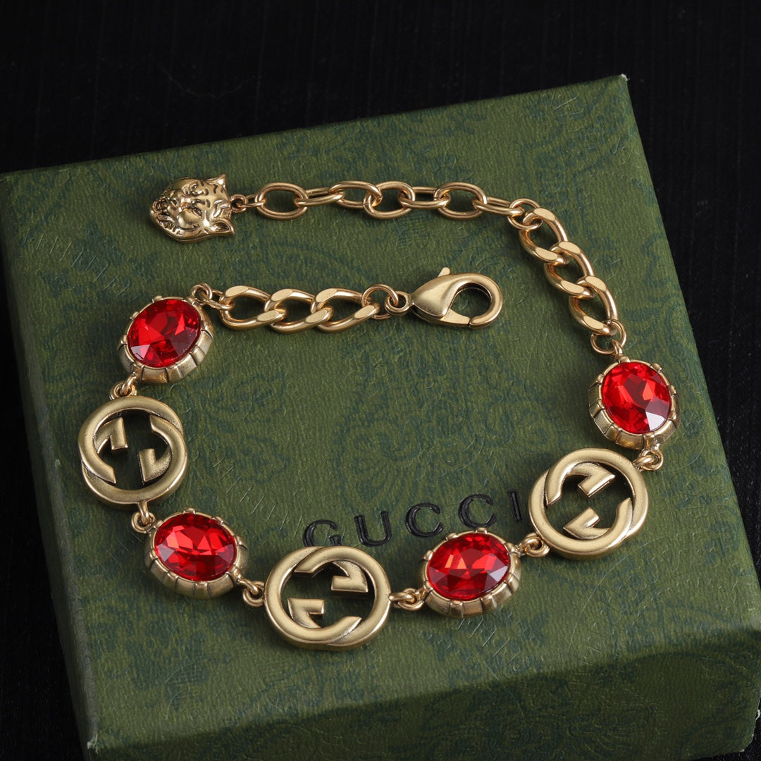 Good Fancy Design Bracelet & Earrings & Necklace(Red)
