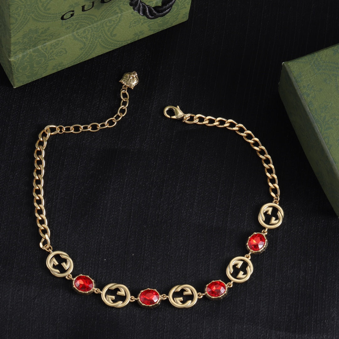 Good Fancy Design Bracelet & Earrings & Necklace(Red)