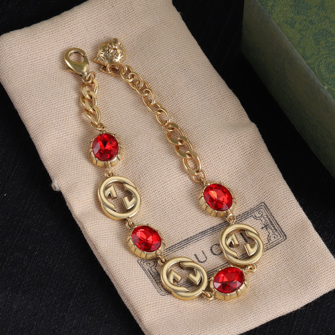Good Fancy Design Bracelet & Earrings & Necklace(Red)
