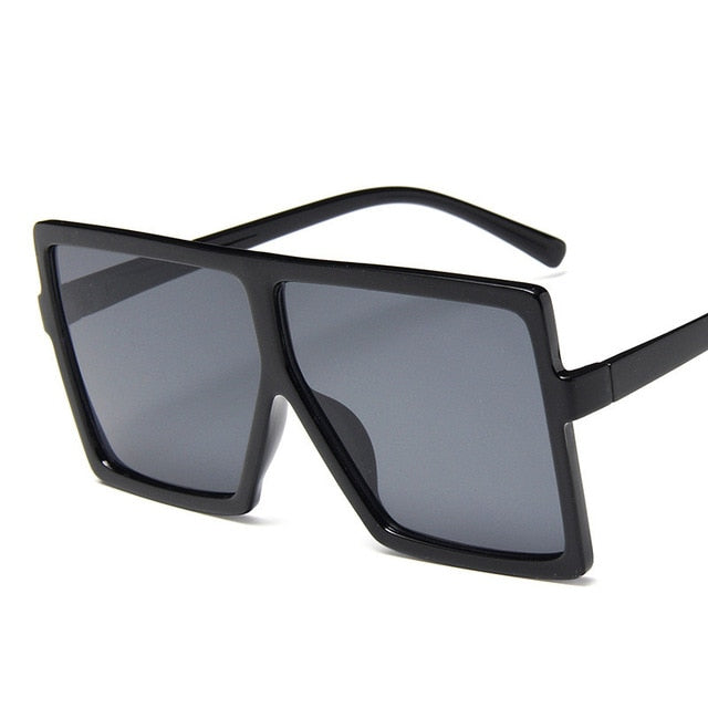 Plastiska överdimensionerade kvinnor Solglasögon Square Brand Designer Big Frame Solglasögon för kvinnliga UV400 Solglasögon Oculos Masculino
