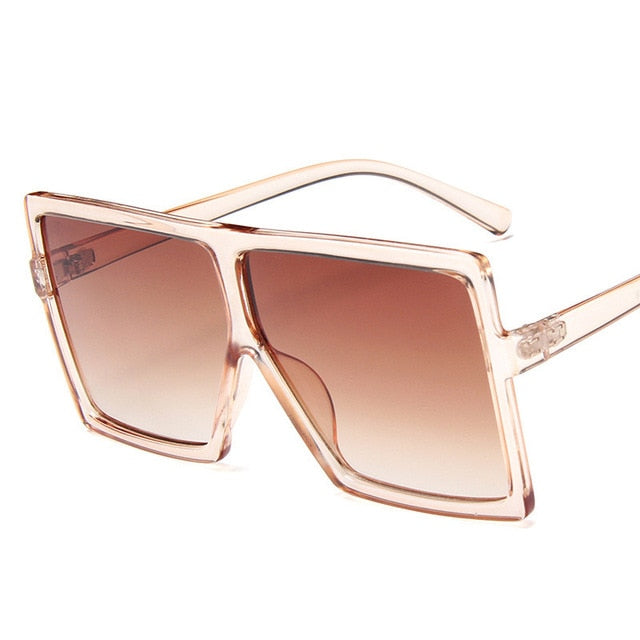 Plastiska överdimensionerade kvinnor Solglasögon Square Brand Designer Big Frame Solglasögon för kvinnliga UV400 Solglasögon Oculos Masculino
