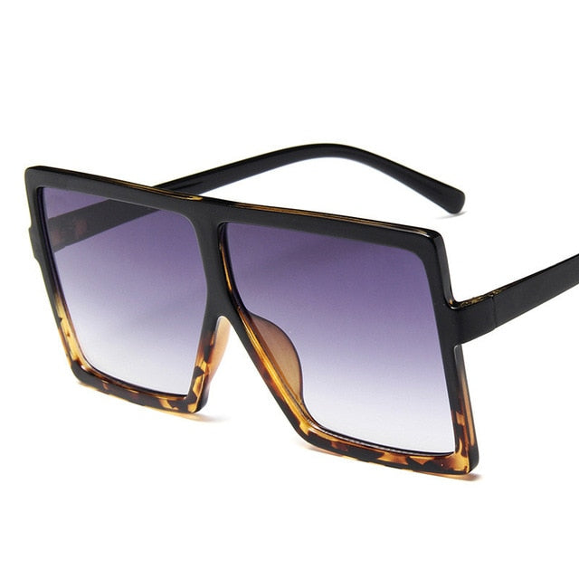 Plastiska överdimensionerade kvinnor Solglasögon Square Brand Designer Big Frame Solglasögon för kvinnliga UV400 Solglasögon Oculos Masculino