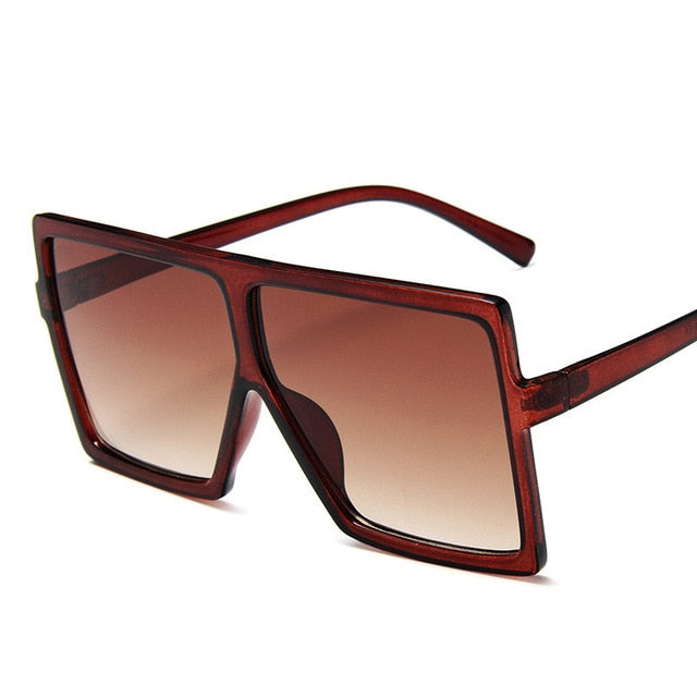 Plastiska överdimensionerade kvinnor Solglasögon Square Brand Designer Big Frame Solglasögon för kvinnliga UV400 Solglasögon Oculos Masculino