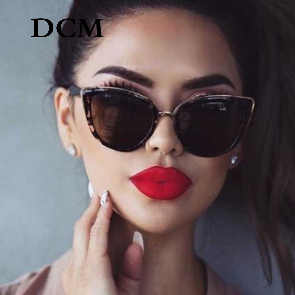 DCM Cateye Solglasögon Kvinnor Vintage Gradient Glasögon Retro Cat Eye Sun Glasses Kvinnliga glasögon UV400