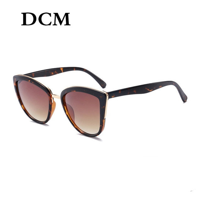 DCM Cateye Solglasögon Kvinnor Vintage Gradient Glasögon Retro Cat Eye Sun Glasses Kvinnliga glasögon UV400