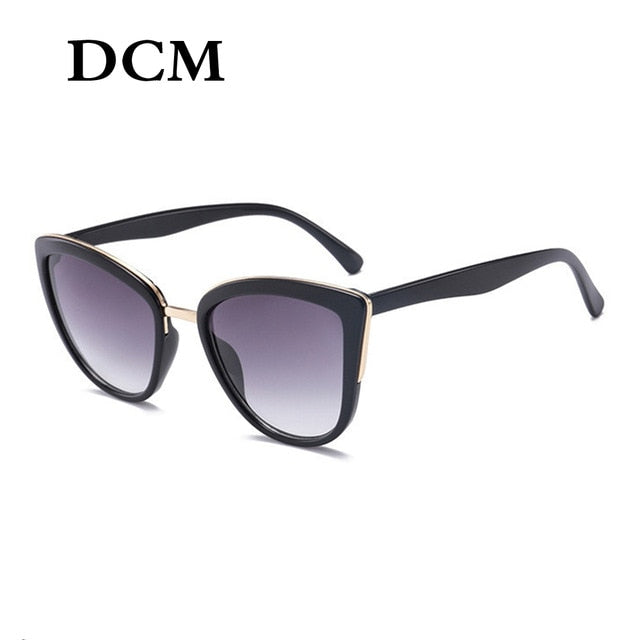 DCM Cateye Solglasögon Kvinnor Vintage Gradient Glasögon Retro Cat Eye Sun Glasses Kvinnliga glasögon UV400