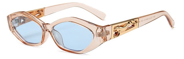 Shauna Diamond Sharp Fashion Metal Jumping Cheetah Decoration Fashion Women Small Cat Eye Solglasögon