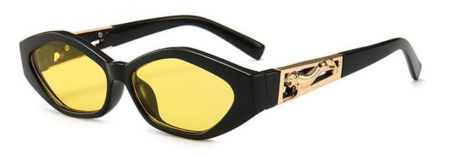 Shauna Diamond Sharp Fashion Metal Jumping Cheetah Decoration Fashion Women Small Cat Eye Solglasögon