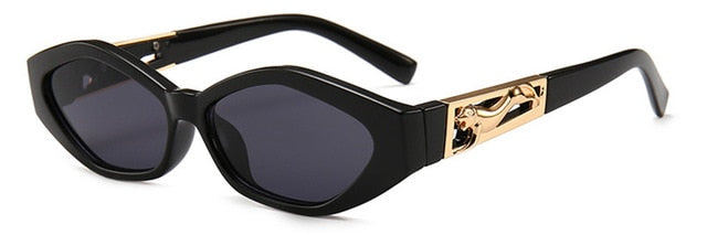 Shauna Diamond Sharp Fashion Metal Jumping Cheetah Decoration Fashion Women Small Cat Eye Solglasögon