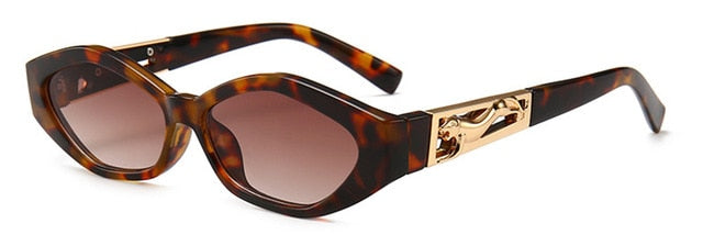 Shauna Diamond Sharp Fashion Metal Jumping Cheetah Decoration Fashion Women Small Cat Eye Solglasögon
